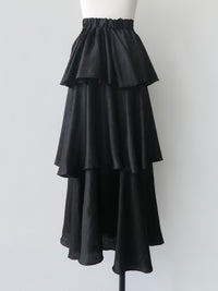satin frilly tiered long skirt