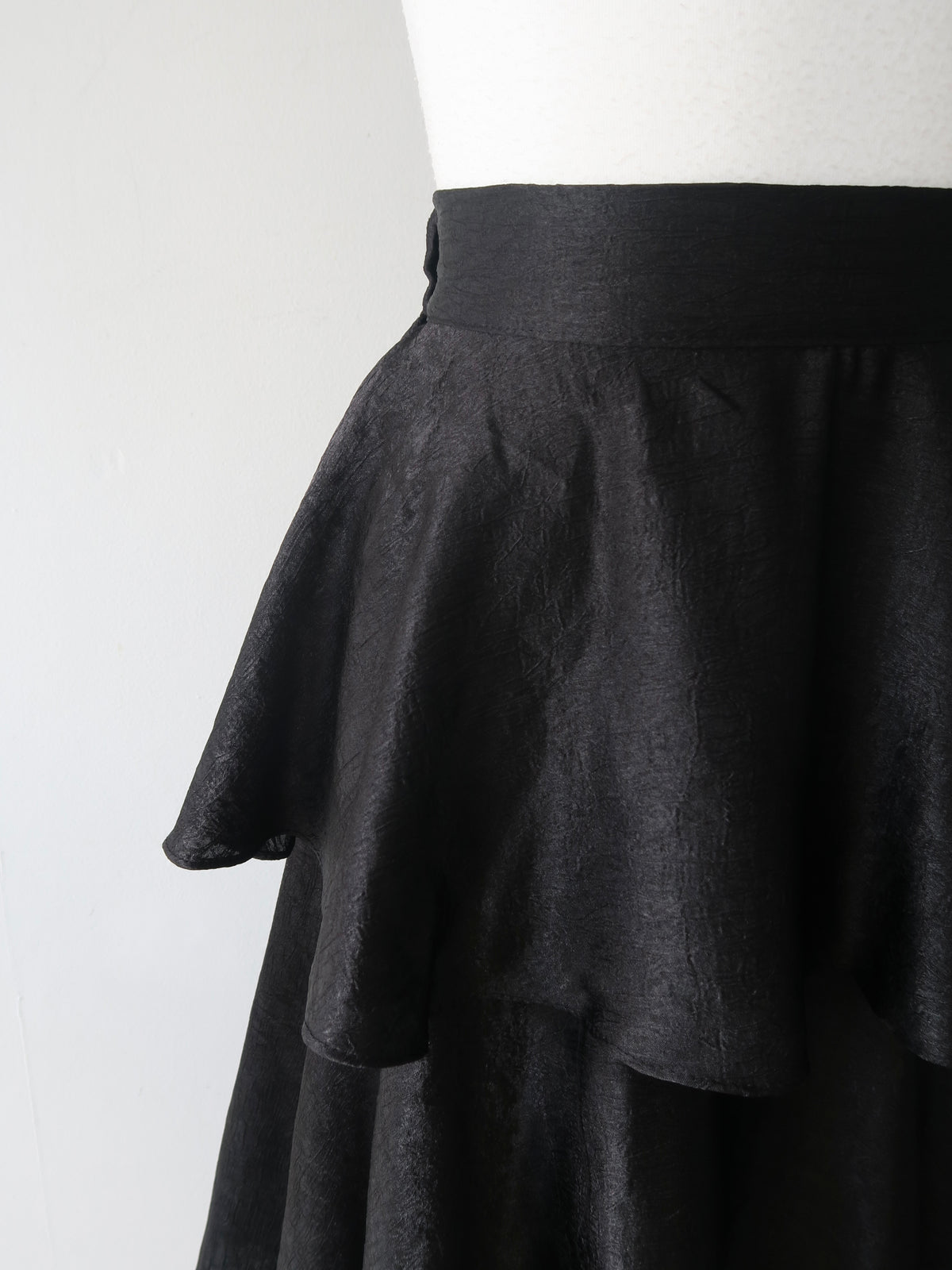satin frilly tiered long skirt