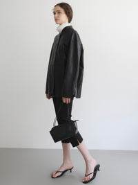 【NOWNS】Era | collarless leather jacket
