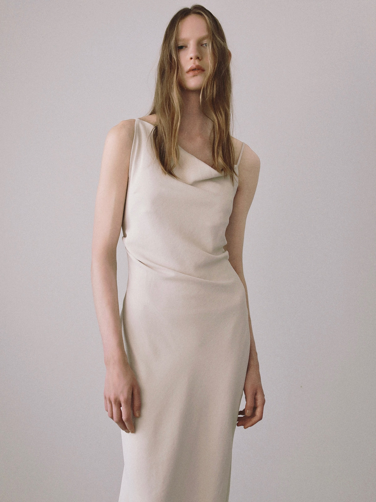 Asymmetric drape camisole dress