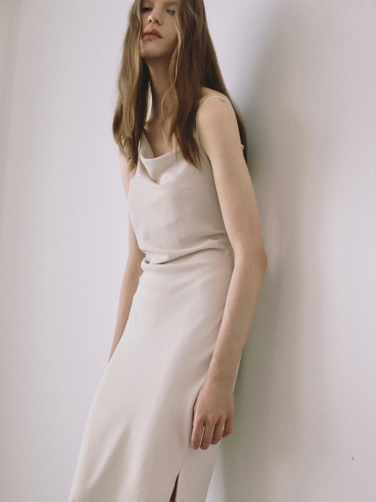 Asymmetric drape camisole dress