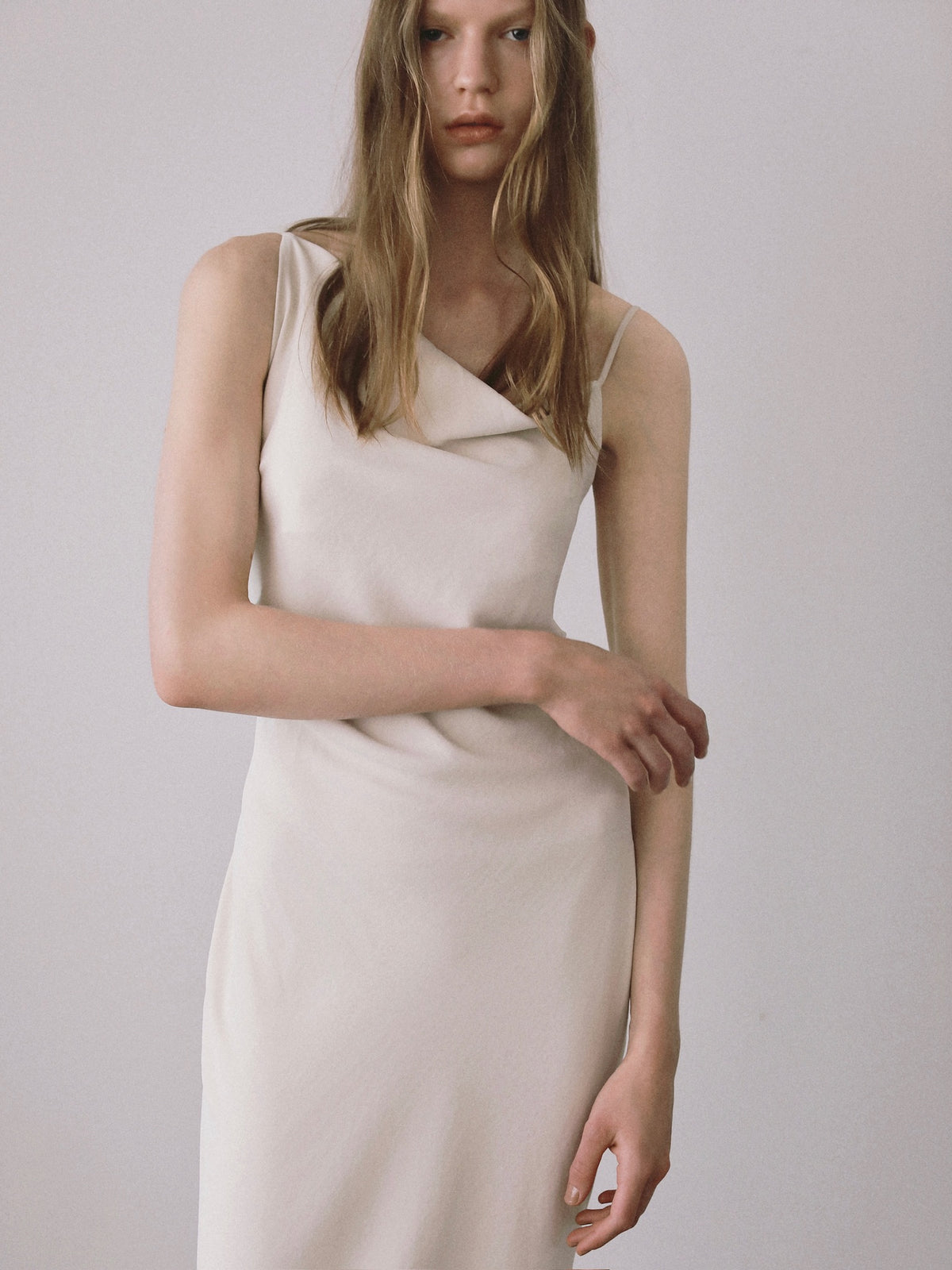 Asymmetric drape camisole dress