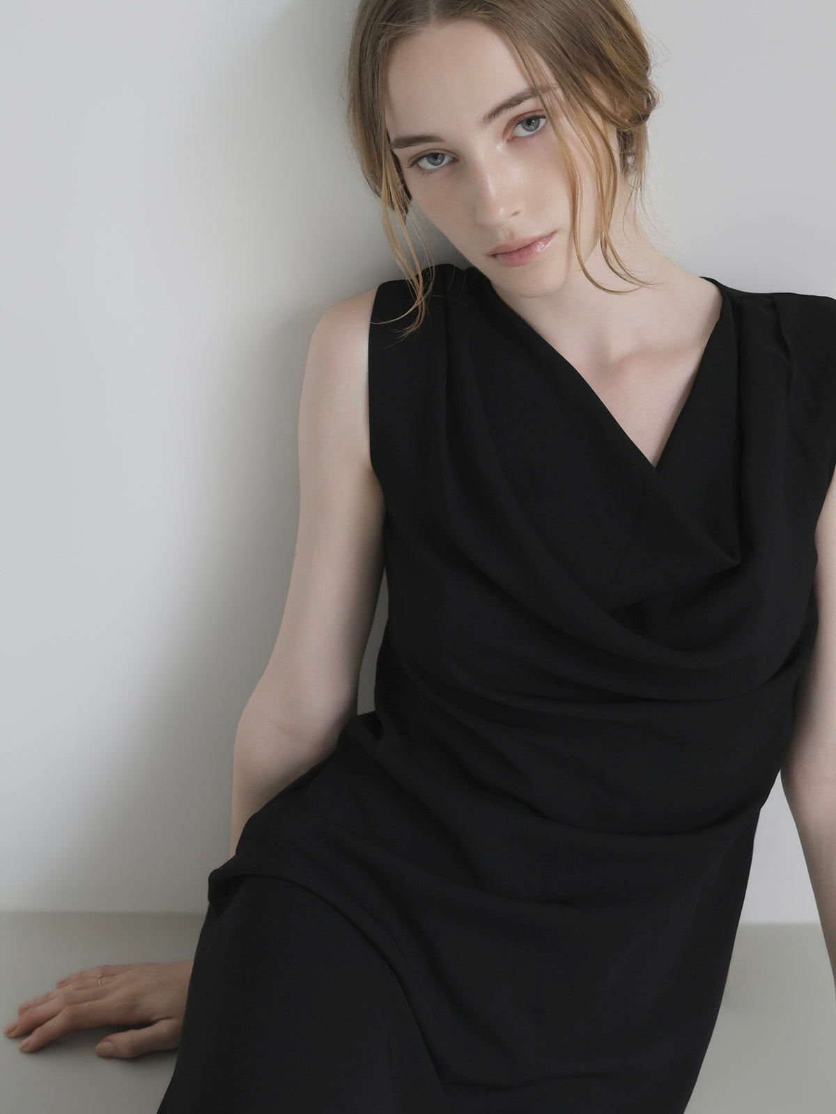 elegant drape maxi dress