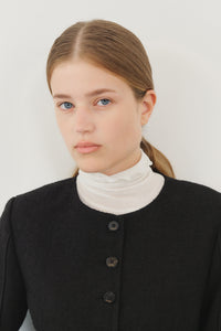 【KUMÉ】 Triple-Stitch Tweed Round Neck Jacket
