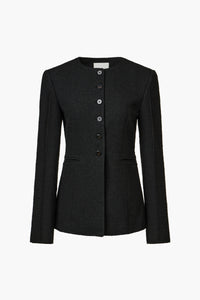 【KUMÉ】 Triple-Stitch Tweed Round Neck Jacket