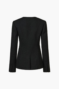 【KUMÉ】 Triple-Stitch Tweed Round Neck Jacket