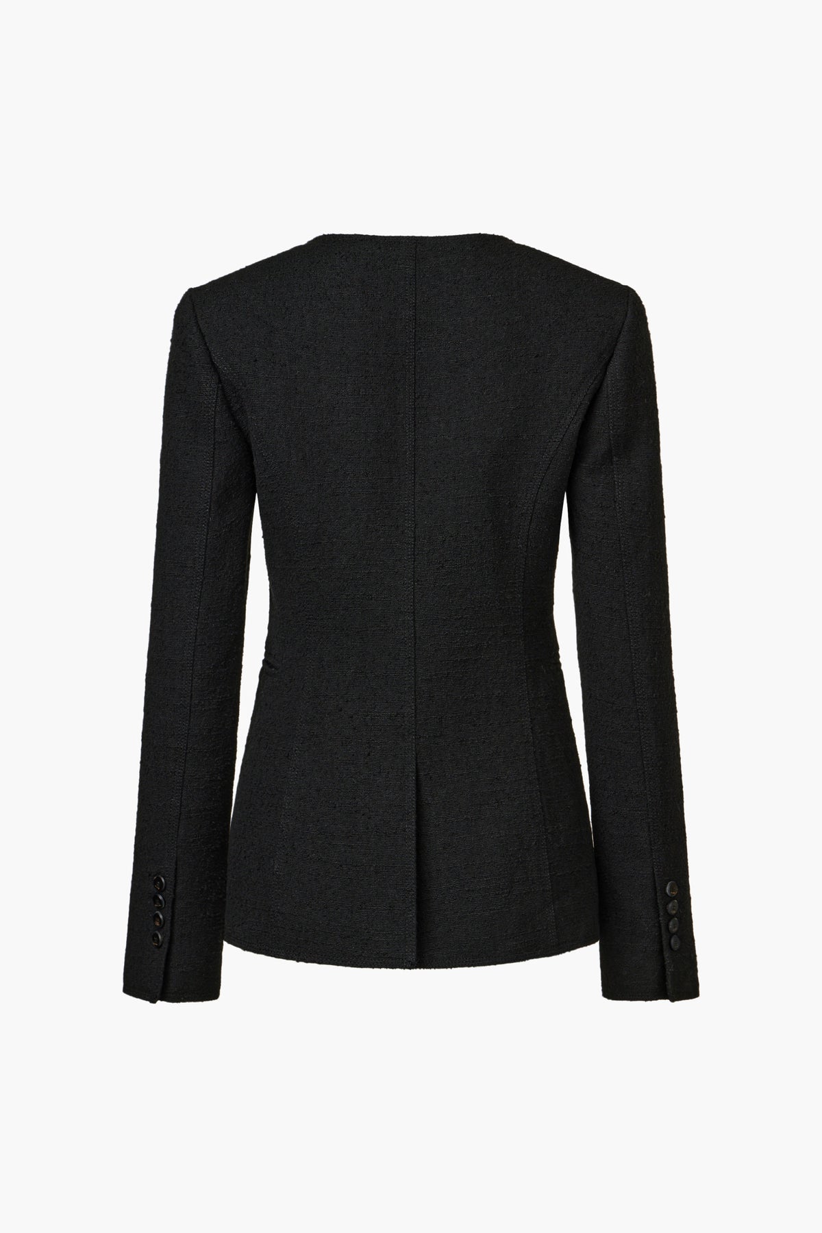 【KUMÉ】 Triple-Stitch Tweed Round Neck Jacket