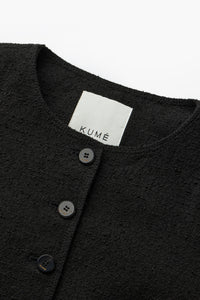 【KUMÉ】 Triple-Stitch Tweed Round Neck Jacket