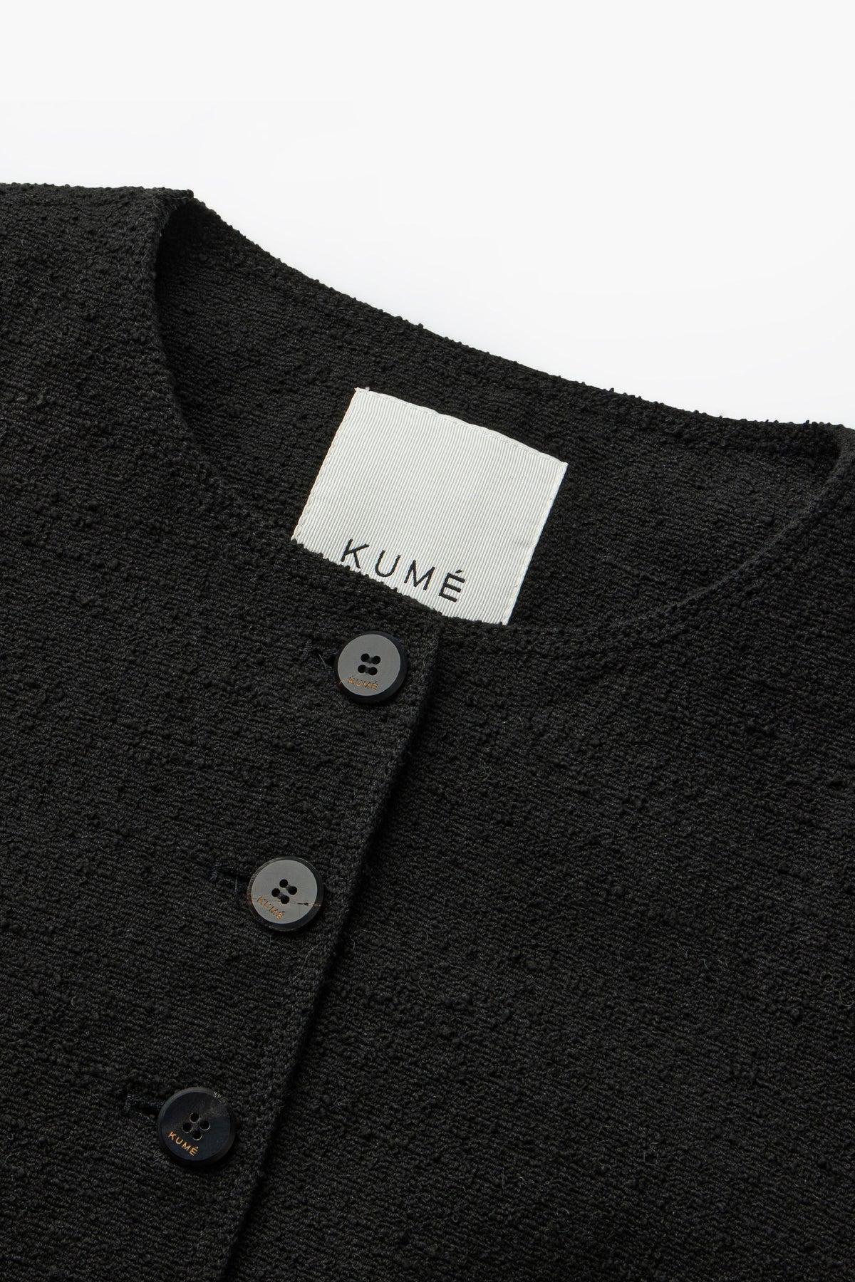 【KUMÉ】 Triple-Stitch Tweed Round Neck Jacket