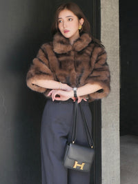【célon】fur crop jacket
