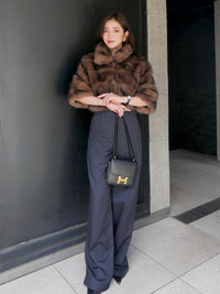 【célon】fur crop jacket