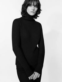【AMOMMA】WOOL LAME RIB TURTLE KNIT