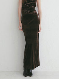 【célon】velours fluid long skirt