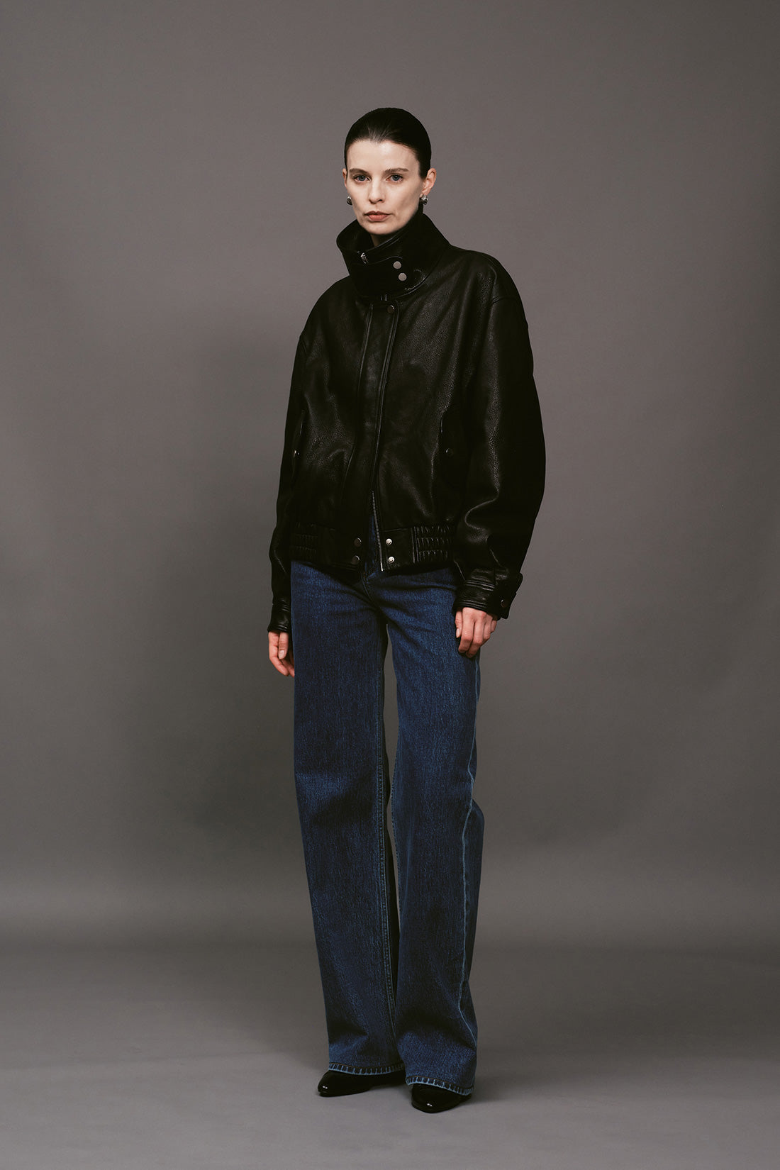 【ELBORN】Milly High-neck Leather Jacket