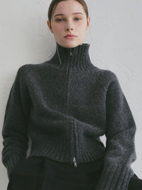 【célon】alpaca wool zip-up knit