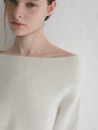 【célon】angora wool off shoulder knit