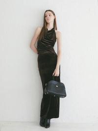 【célon】velours fluid long skirt
