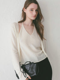 【célon】wool layered halter neck knit cardigan ＜大阪先行発売＞
