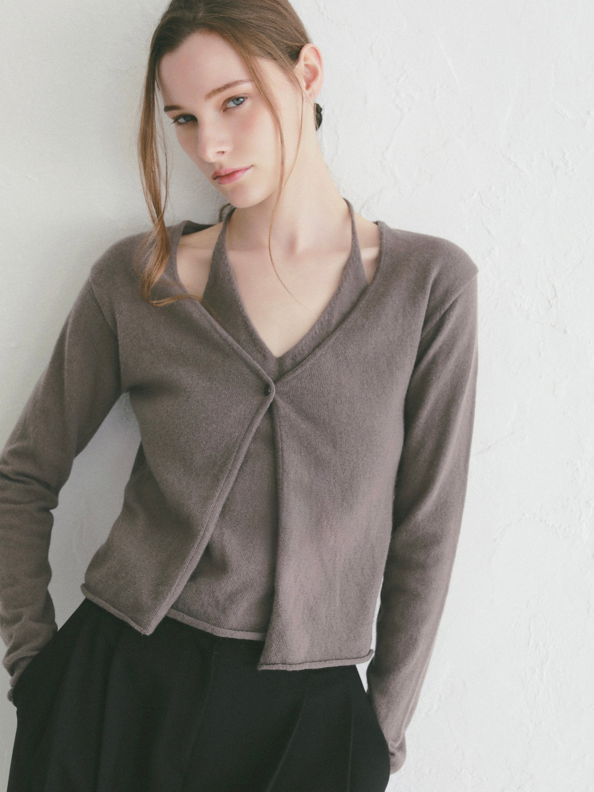 【célon】wool layered halter neck knit cardigan ＜大阪先行発売＞