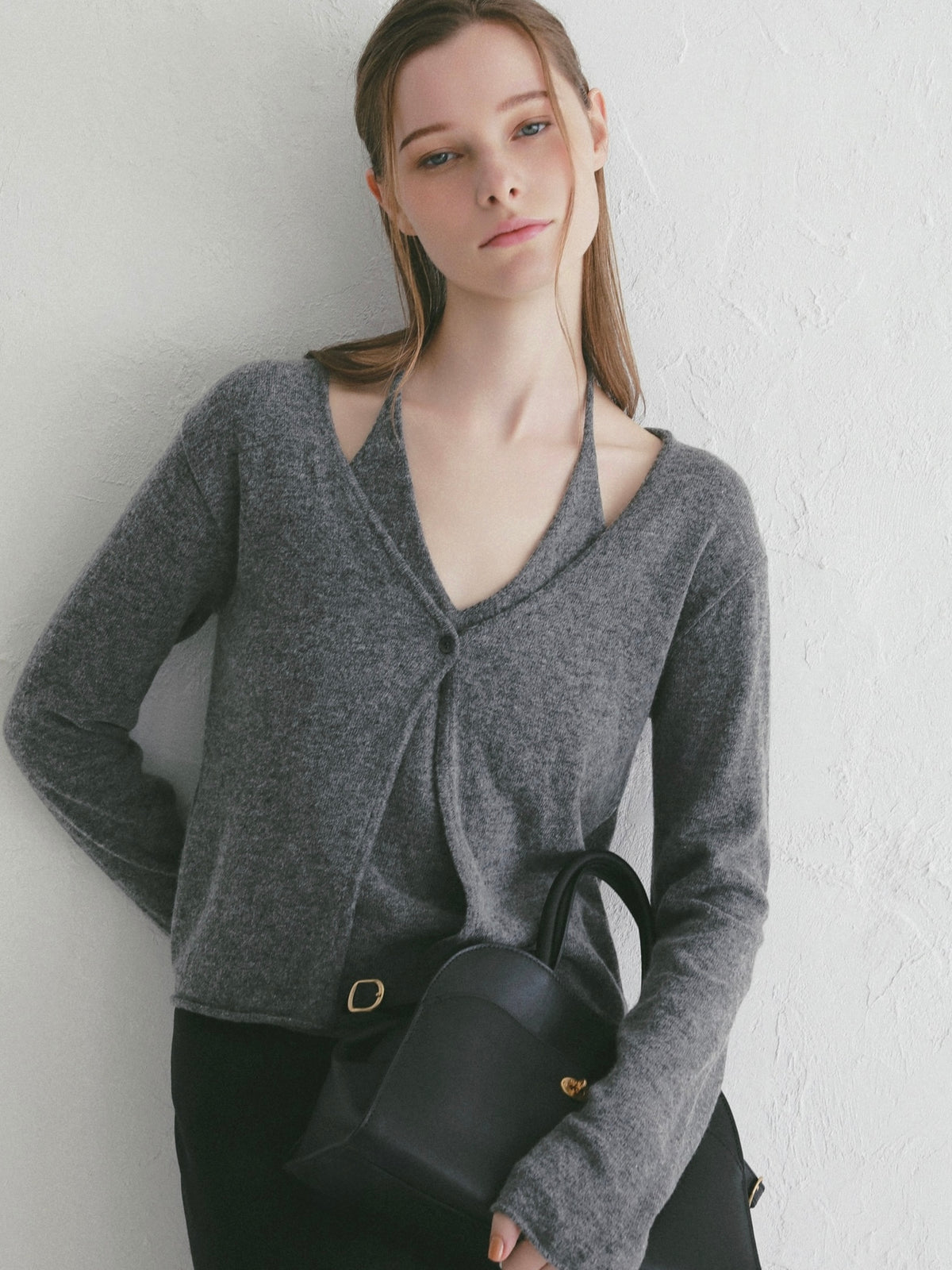 【célon】wool layered halter neck knit cardigan ＜大阪先行発売＞