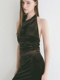【célon】velours fluid halter neck top