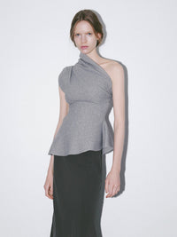 【AMOMMA】DRAPE PEPLUM KNIT