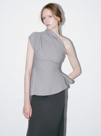 【AMOMMA】DRAPE PEPLUM KNIT