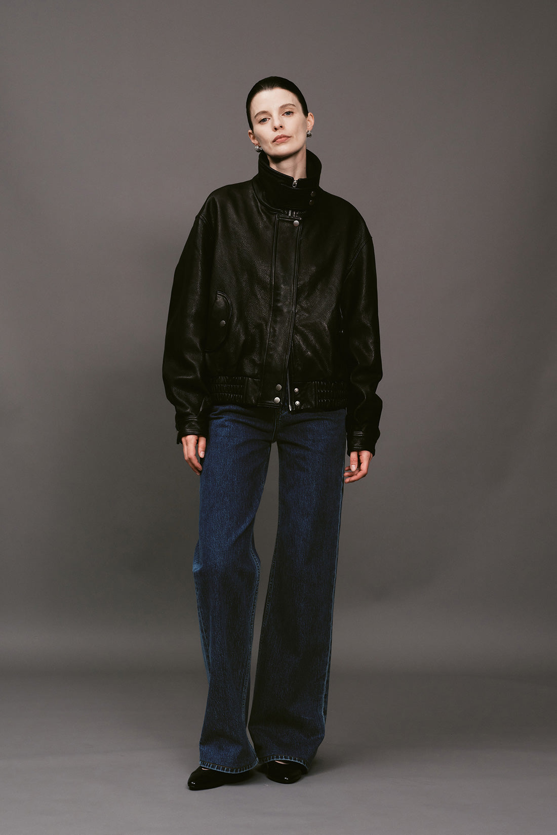 【ELBORN】Milly High-neck Leather Jacket
