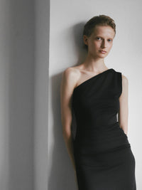 【célon】One Shoulder Ruched Dress