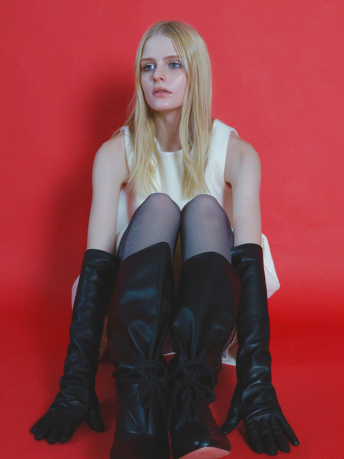 【AMOMMA】TOUCH SCREEN SHEEP LEATHER LONG GLOVES