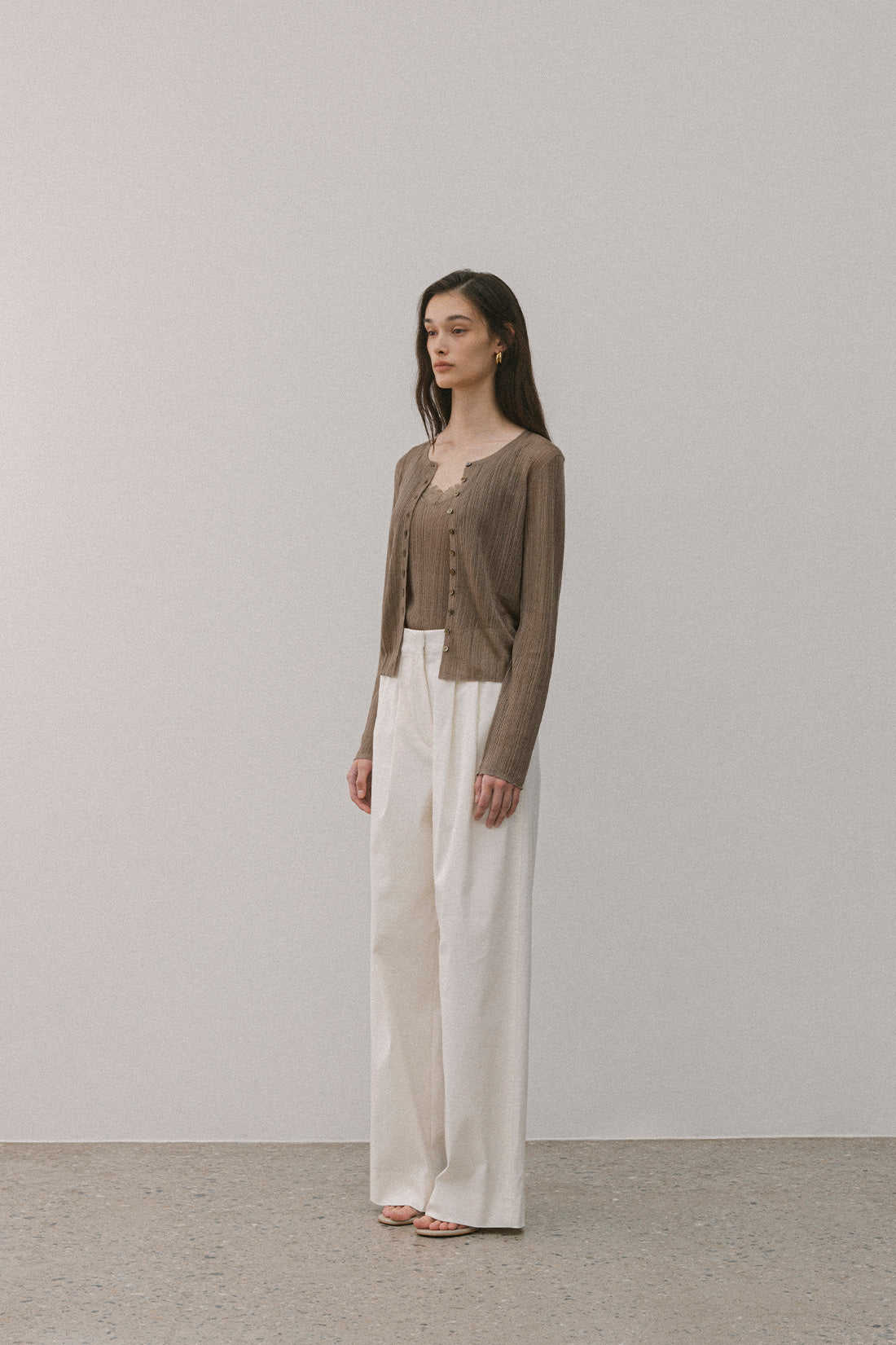 【ELBORN】Lace Wool Knit Cardigan Set-up