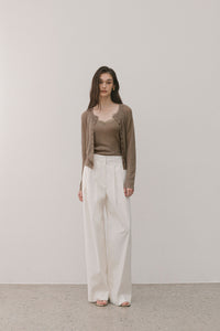 【ELBORN】Lace Wool Knit Cardigan Set-up