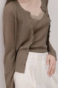 【ELBORN】Lace Wool Knit Cardigan Set-up