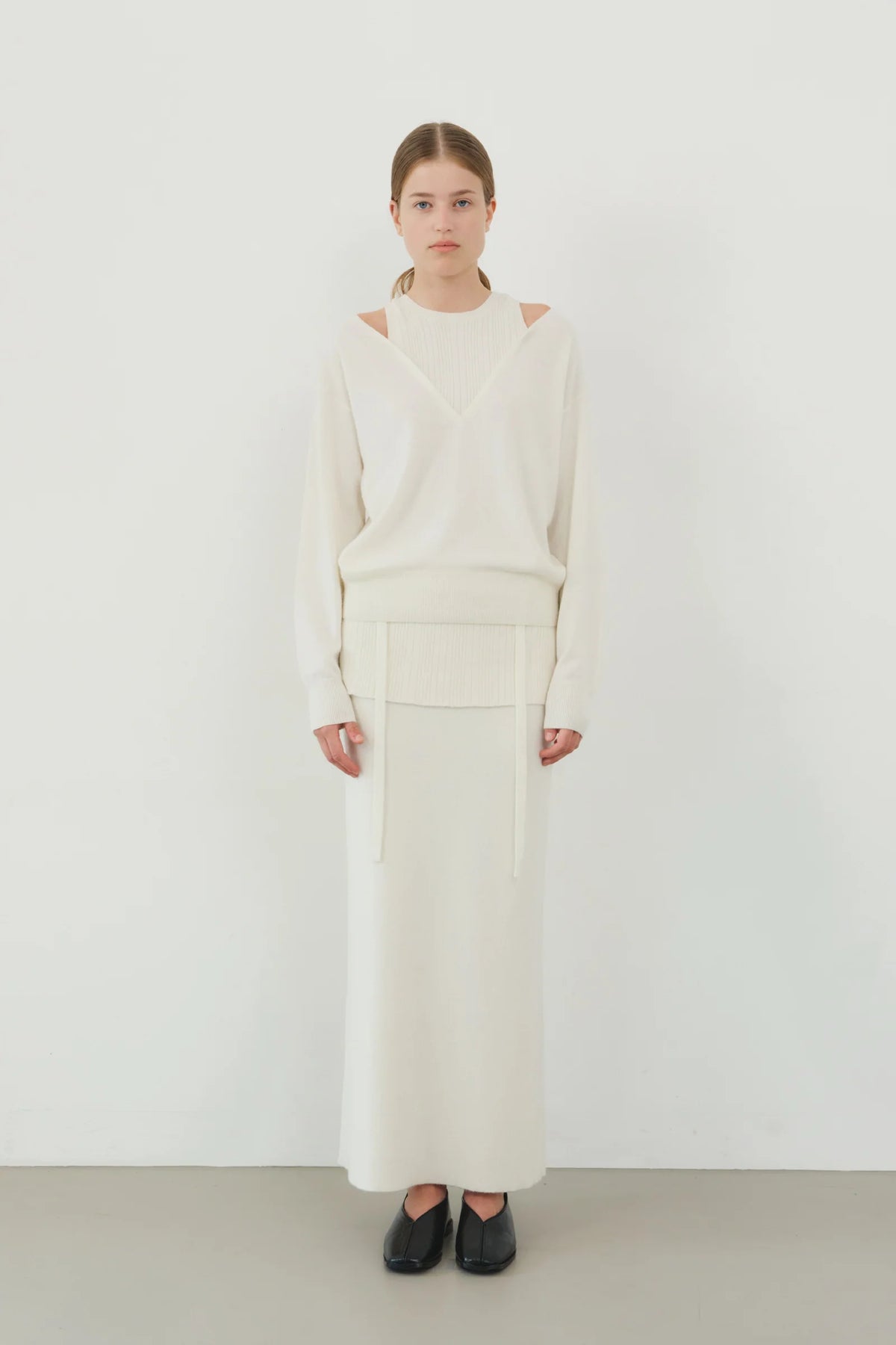 【KUMÉ】Cashmere Blend Fold-Over Knit Skirt